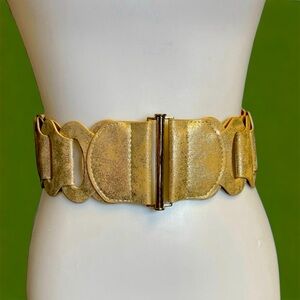 Rubbed Gold Rubbed Wide Loop Belt and Wide Elastic Back